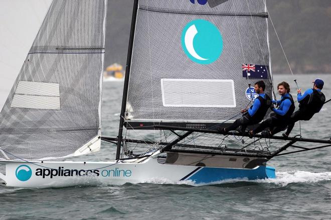 Appliancesonline.com.au showed more speed in the slightly fresher winds during the race – 18ft Skiffs Spring Championship ©  Frank Quealey / Australian 18 Footers League